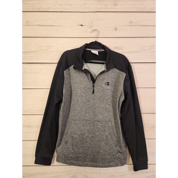 Champion Performance Mens Gray Black Half Zip Long Sleeve Sweatshirt Size Large - Picture 1 of 5